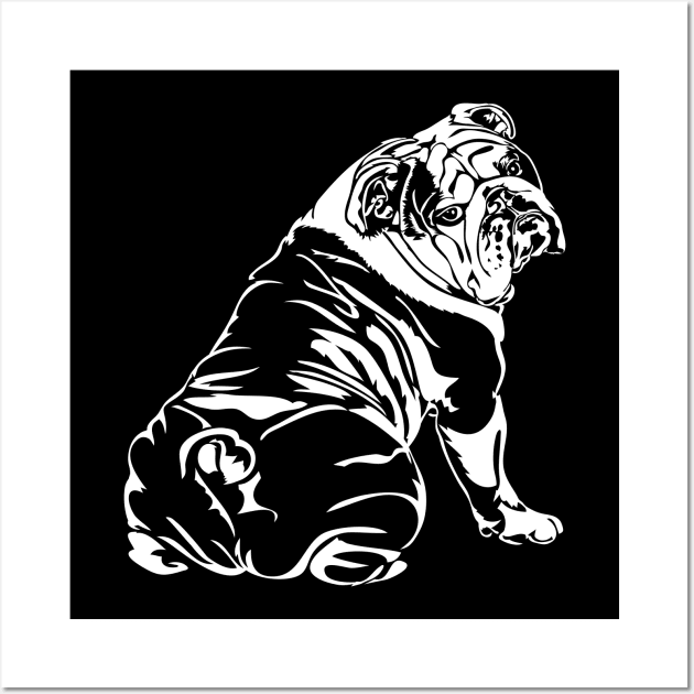 Funny Proud British Bulldog dog English Bulldog portrait Wall Art by wilsigns